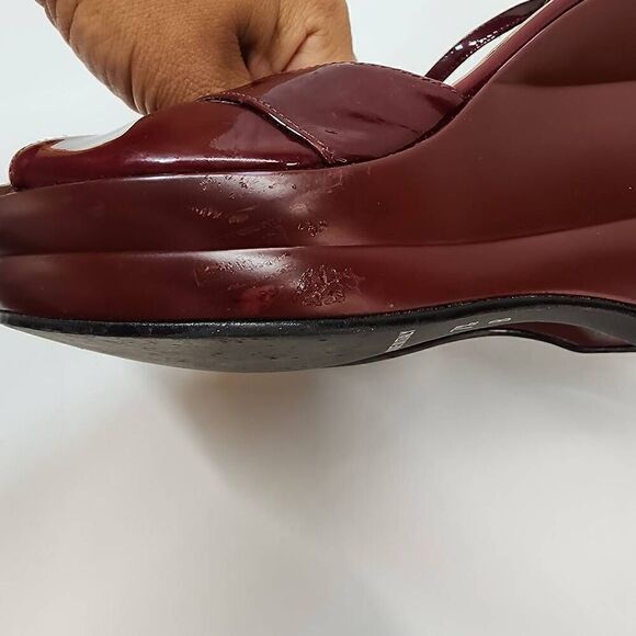 Via Spiga Size 7.5 B Dark Red Platform Patent Leather Heels L - Picture 11 of 11